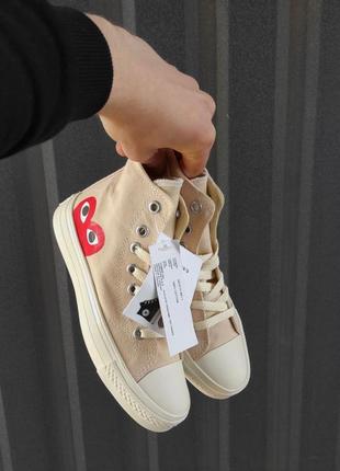 Converse des garcons play high beige, кеды женские конверс высокие, жюнкие кеды конверс хайтопы6 фото