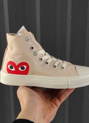 Converse des garcons play high beige, кеды женские конверс высокие, жюнкие кеды конверс хайтопы1 фото