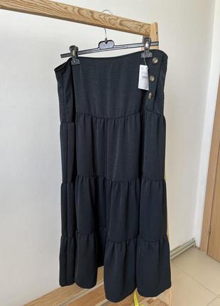 Женская черная длинная юбка к котикам1 фото