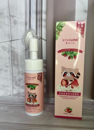 Пінка-мус із полуницею sersan love strawberry amino acid cleansing mousse