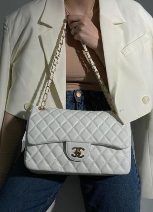 Сумка в стиле chanel 3.55 white/gold