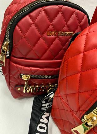 Женский рюкзак красный туреченица портфель из экокожи туречки в стиле moschino москино10 фото