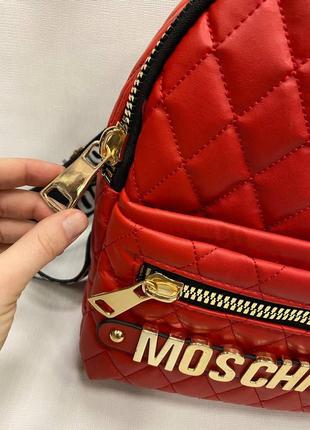 Женский рюкзак красный туреченица портфель из экокожи туречки в стиле moschino москино2 фото