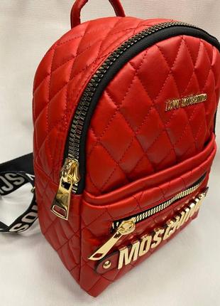 Женский рюкзак красный туреченица портфель из экокожи туречки в стиле moschino москино4 фото