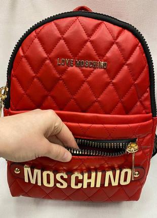 Женский рюкзак красный туреченица портфель из экокожи туречки в стиле moschino москино3 фото