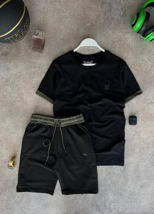 Чоловічий комплект футболка + шорти / якісний комплект в чорному кольорі на літо