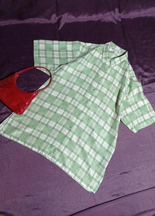Рубашка женская, шовковая,свободного кроя, принт клетка, бренд gabriella benelli1 фото