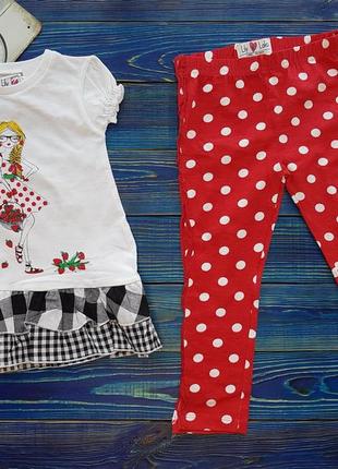 Летний яркий набор футболка и лосины на 3-4 года для девочки2 фото
