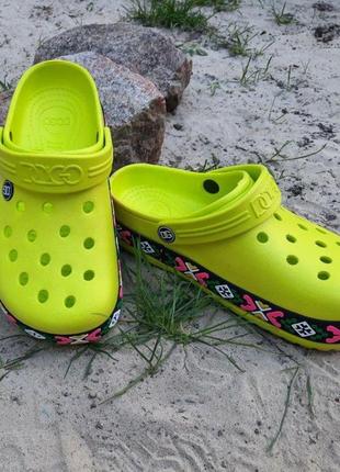 -женские тапочки croc$ лайм кроксы шлёпки сланцы жолтые (размеры: 37,39,40)3 фото