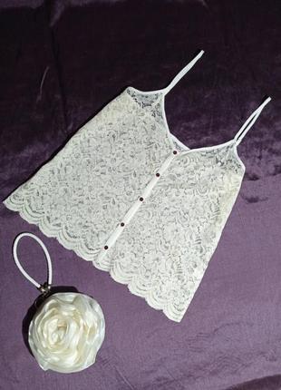Топ акцентный, гипюровый молочного цвета, размер l, xl.