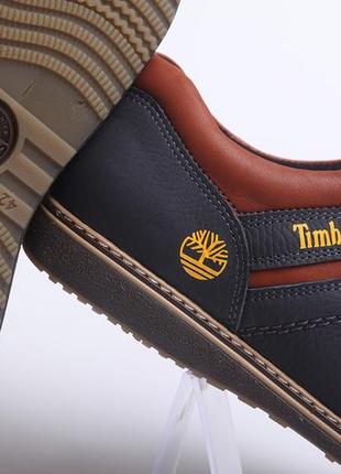 Спортивные кожаные туфли timberland sheriff синие6 фото