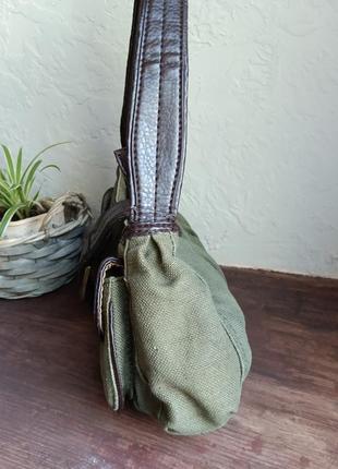 Стильна вінтажна сумка mexx у стилі y2k / safari текстиль + шкірзам 5