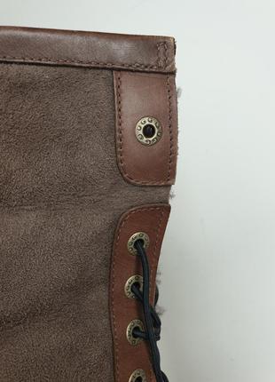 Шикарные натуральные кожаные замшевые высокие сапоги с мехом зимние ugg оригинал подошва vibram8 фото