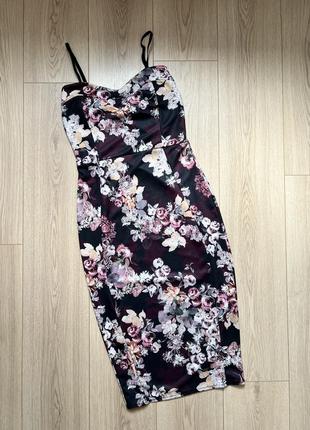 Міді-сукня на бретелях з квітковим принтом boohoo night 🛍️1+1=3🛍️5 фото