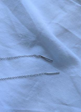Серебряные серёжки- подвески, жемчужные серёжки- подвески, серьги с жемчугом5 фото