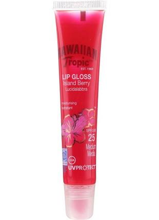 Солнцезащитный бальзам  блеск для губ hawaiian tropic gloss lip gloss island berry spf 25 20 мл