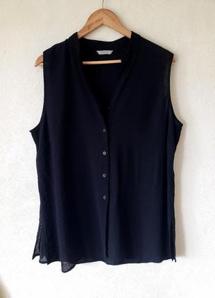 Новая удлиненная текстурированная натуральная 80 % вискоза базовая блуза на пуговичках m&amp;s 16-18  uk9 фото