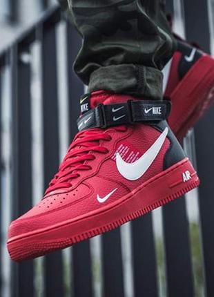 Кроссовки👟мужские высокие найк кросівки чоловічі nike air force 1 mid '07 lv8 red р.42,5🇺🇸🇻🇳