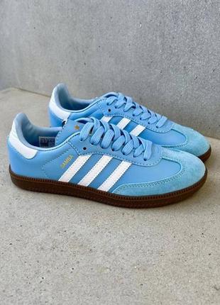 Шикарные кроссовки adidas samba argentina blue голубые