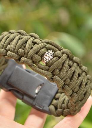 Браслет выживания 11в1 со львом плетения королевская кобра из паракорда + брелок в подарок