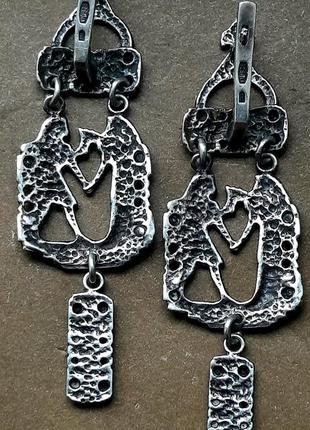 Шикарные серебряные серьги 925 массивные серьги египет,массивные4 фото