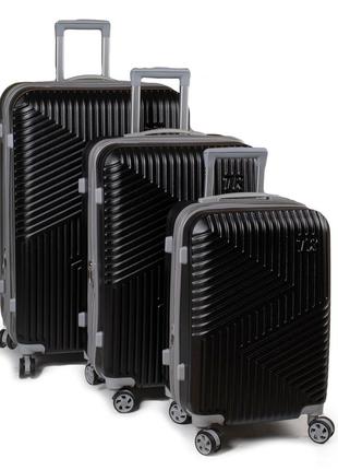 Дорожный чемодан 3 в 1 abs-пластик 802 black