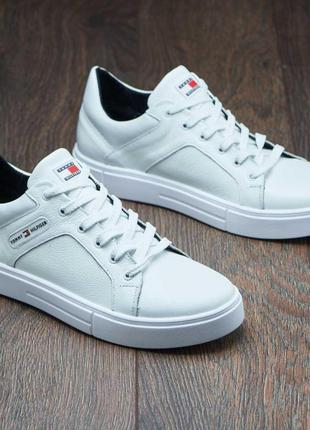 Чоловічі білі кеди натуральна шкіра тн