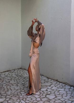 Шовкова сукня з розрізом / шовкова асиметрична сукня / шёлковое платье в пол / ассиметричное платье с разрезом / платье в греческом стиле3 фото