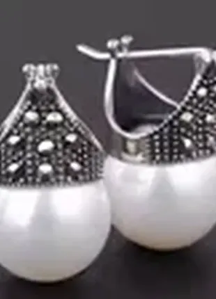 Жіночі вінтажні сережки-підвіски lotus fun срібло 925 проби