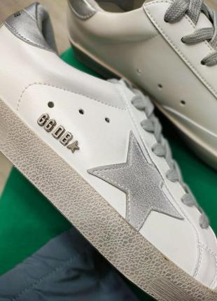 Жіночі кросівки кєди білі+сірі зірка голден гус golden goose white grey star7 фото