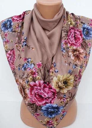 Тонка легка батистова бавовняна хустка, платок, літо, з квітами, туреччина, у кольорах