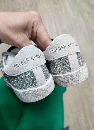 Женские кроссовки кеды глиттер звезда голден гусь golden goose schameleon equins grey star6 фото