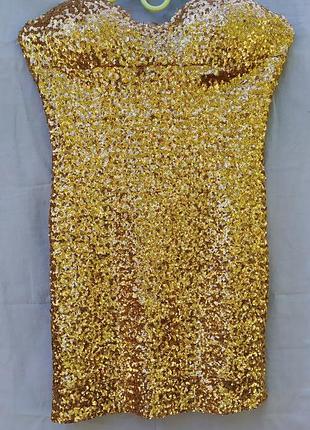 Платье золотое в паетках