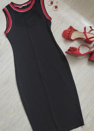 Платье в стиле спорт шик zara сетка черно-красная