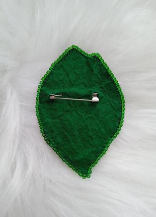 Брошь из бисера брошь из бисера женская украшение ручной работы подарок девиченные вышитая брошь зелень3 фото