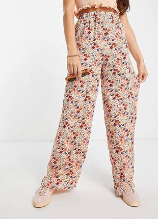 Широкие брюки в цветочный принт на высокой посадке/палаццо9 фото