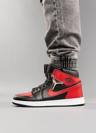 Чоловічі кросівки nike air jordan 1 high black red,стильне чоловіче взуття,розпродаж