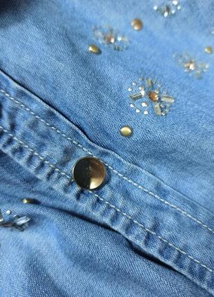 Крутая красивенная джинсовая рубашка лиоцелл на кнопках.10 фото