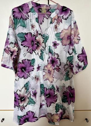 Легка літня туніка/блуза у квітковий принт індія