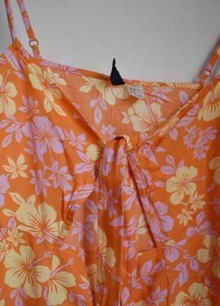 Оранжевое платье в принт с узлом завязкой h&amp;m3 фото