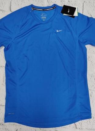 Спортивная футболка nike miler uv short sleeve dri-fit 717405-406 защита от ультрафиолета upf 40+