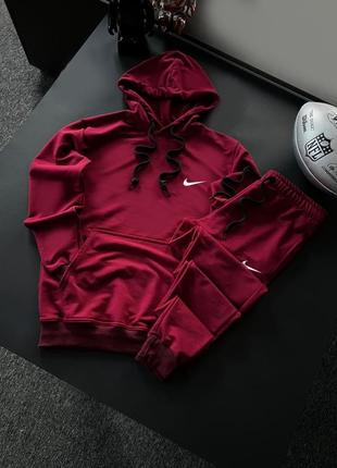 Весняний бордовий спортивний костюм nike найк з капюшоном на манжеті1 фото