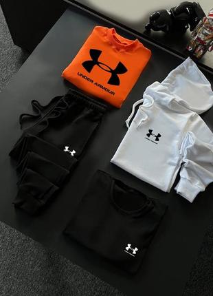 Весняний чорний спортивний костюм under armour з капюшоном на манжеті