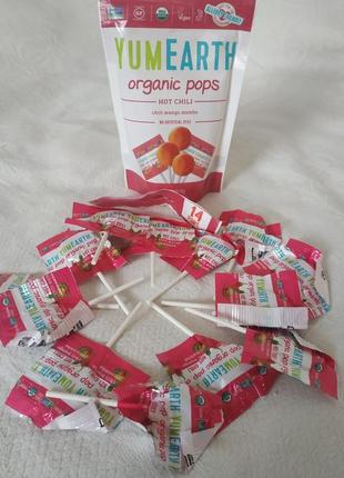 Yum earth😋презент оригинальный🌶️😋organic🍭pops😋🌶️манго & чили🥭🍭lolipops mango🥭🌶️chili🍭😋1 фото