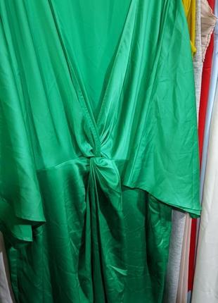 Зелёное атласное платье батал asos disign 56 размер2 фото