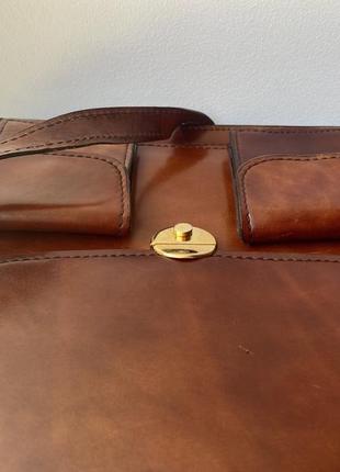 Винтажный кожаный портфель-мессенджер f.lli mugnai firenze7 фото
