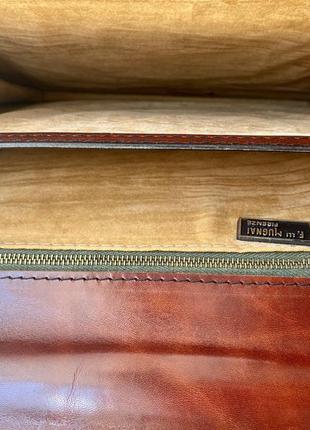 Винтажный кожаный портфель-мессенджер f.lli mugnai firenze5 фото