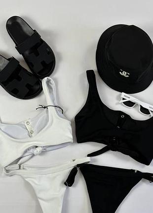 Купальник с топом на пуговицах