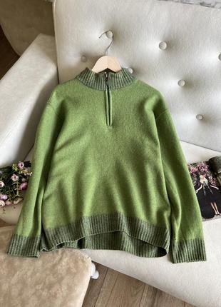 Шерстяной зеленый свитер bugatti