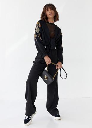 Женская рубашка кимоно с вышивкой5 фото